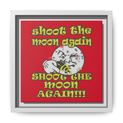 shoot the moon again - framed canvas art (dark red)