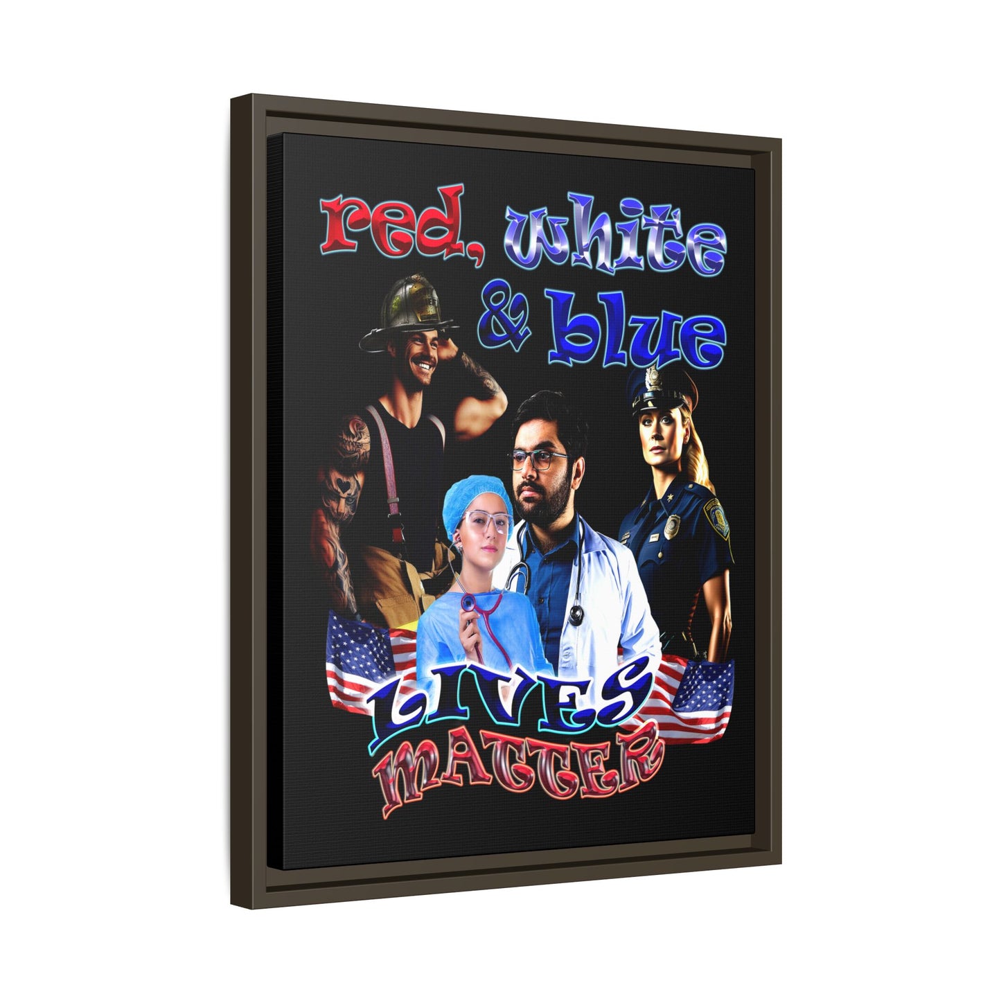 rw&b lives matter - framed canvas art (black)