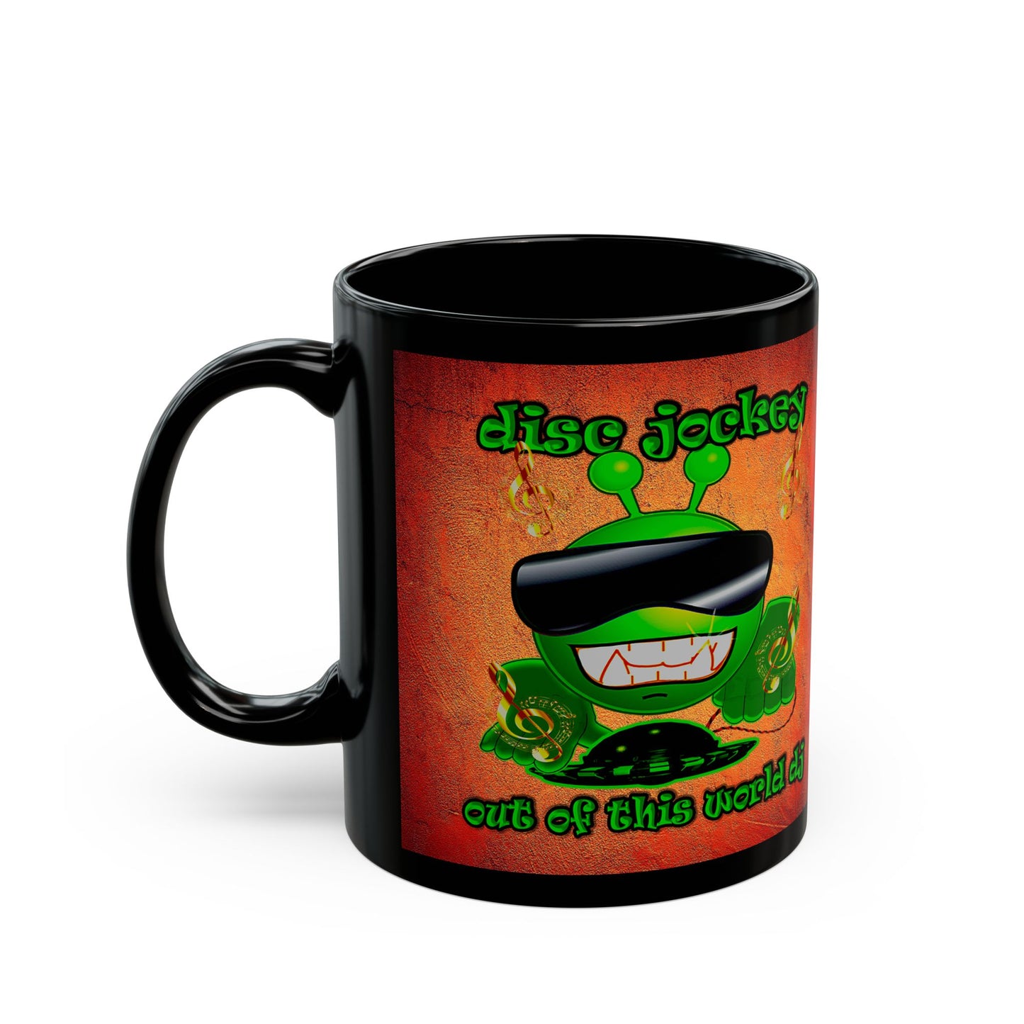 disc jockey - Black Mug (burnt orange)