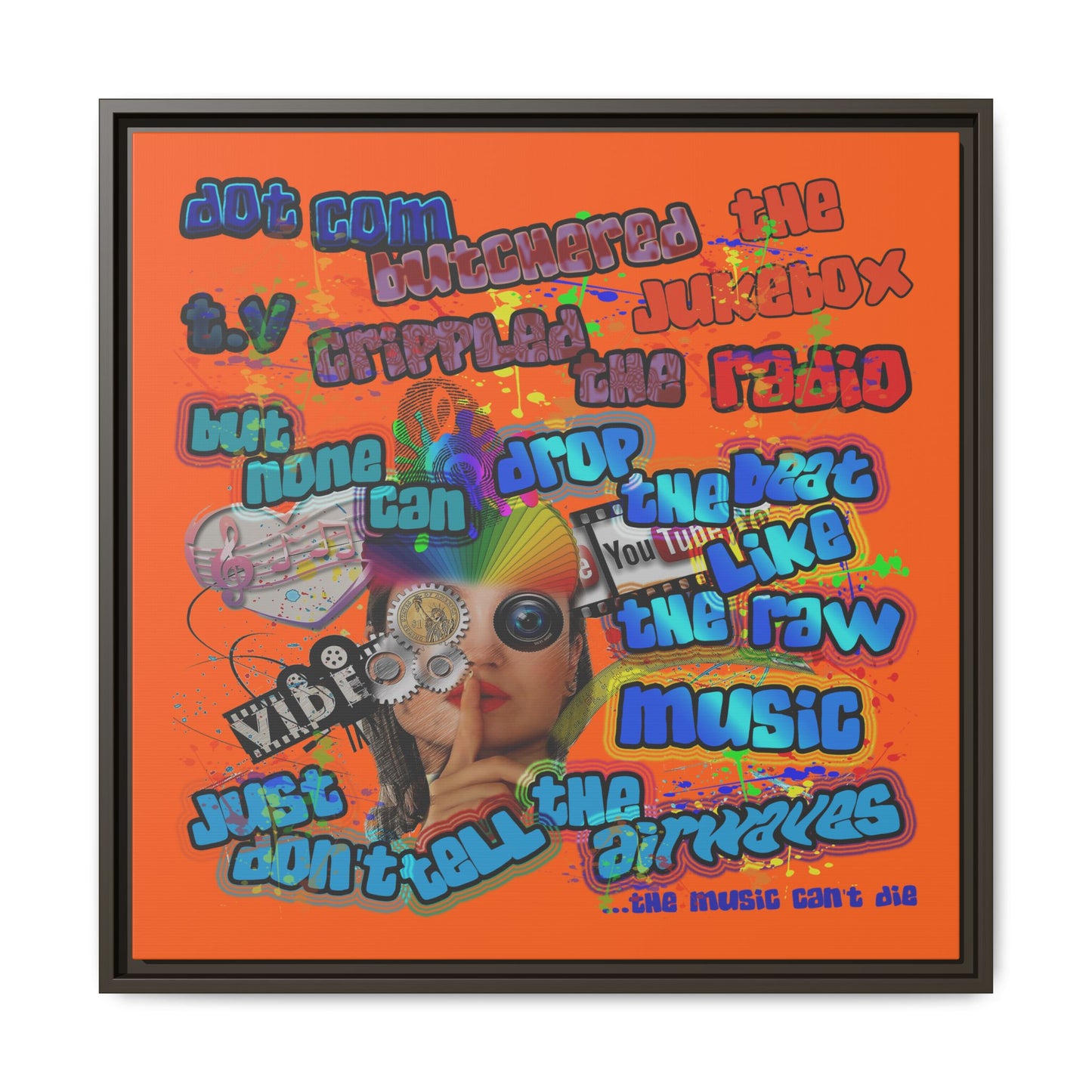 drop the beat - framed canvas art (orange)