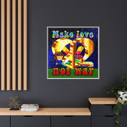 love peace - framed canvas art ('snoops' background)