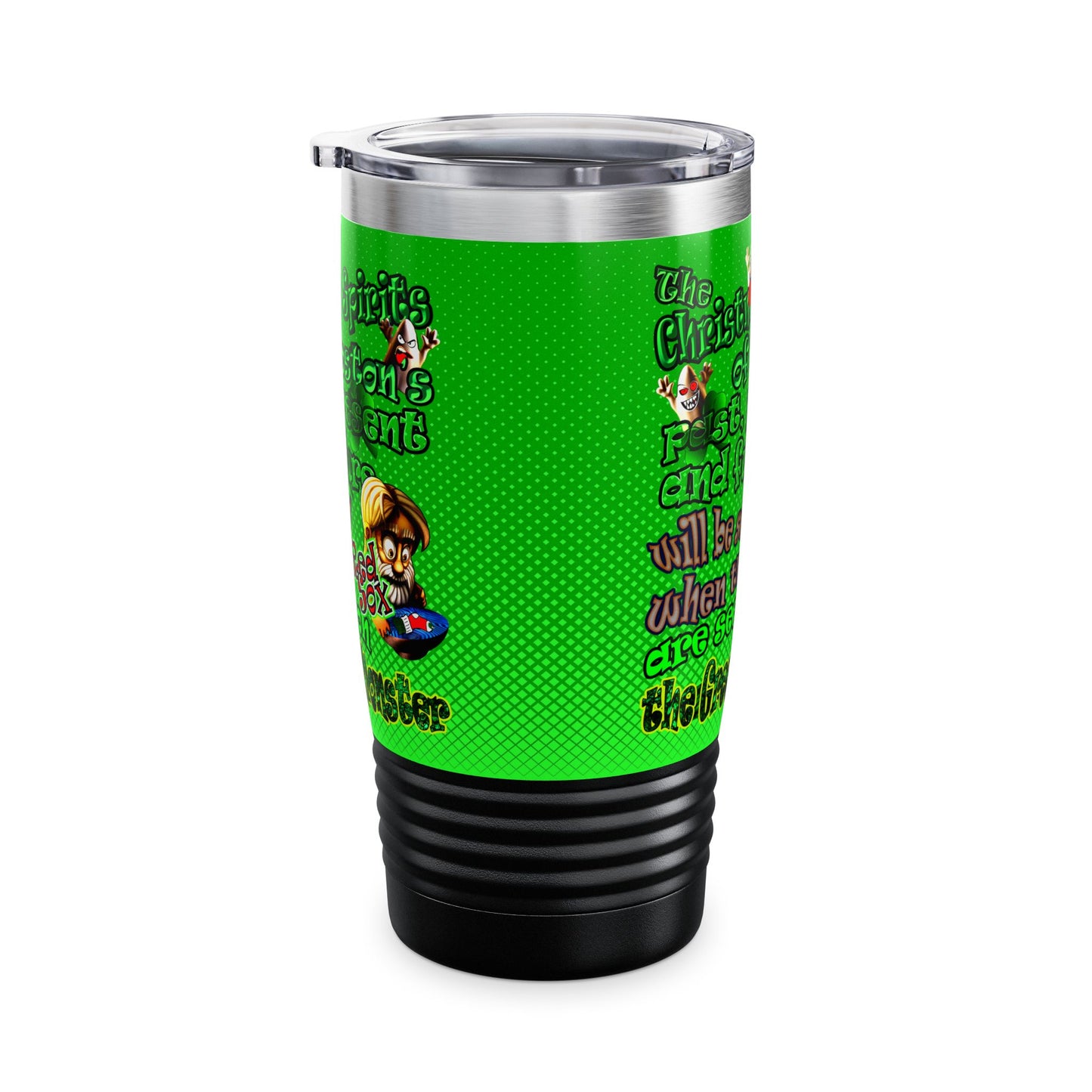 christmas spirits of boston - Ringneck Tumbler, 20oz (logo green)