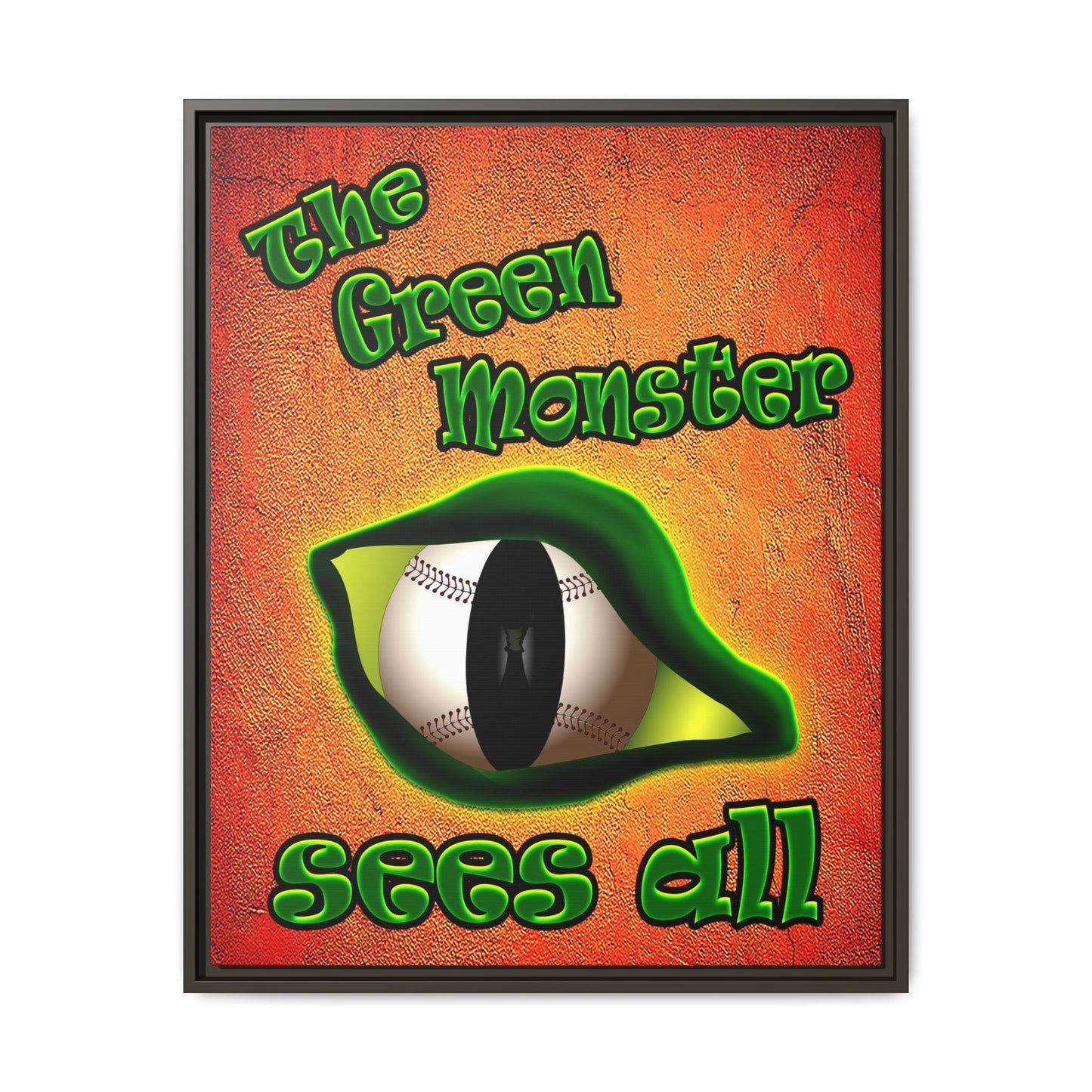 green monster - framed canvas art (burnt orange)