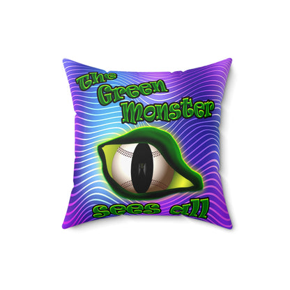 green monster - Spun Polyester Square Pillow - (purple wave)