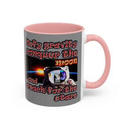 defy conquer reach - Accent Mug (grey)
