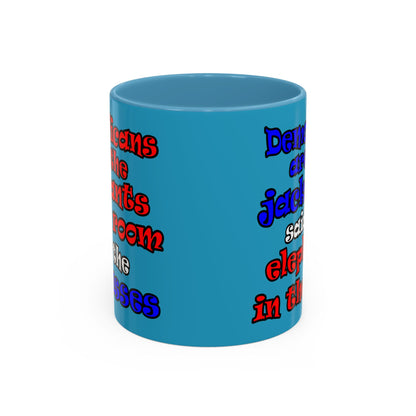 donkeys and elephants - Accent Mug (turquoise)
