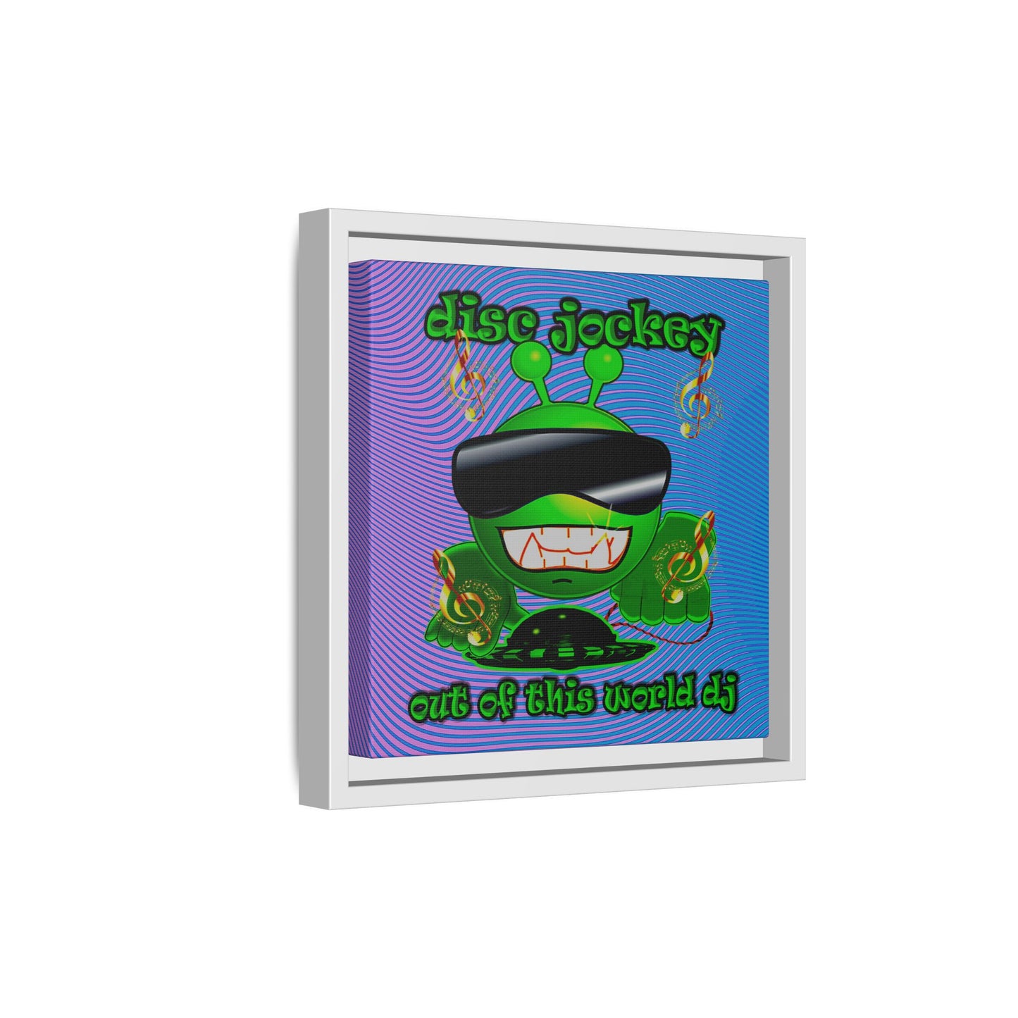 disc jockey - framed canvas art (light blue-purple wave)