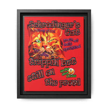 schrodinger's cat - framed canvas art (red)