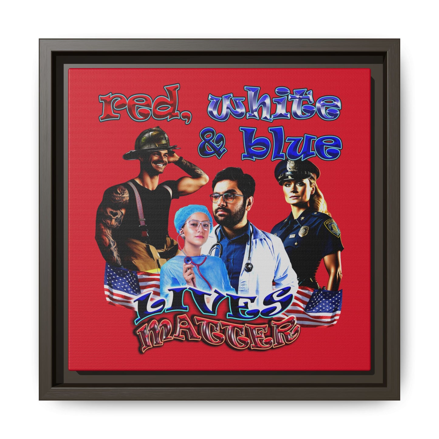rw&b lives matter - framed canvas art (dark red)