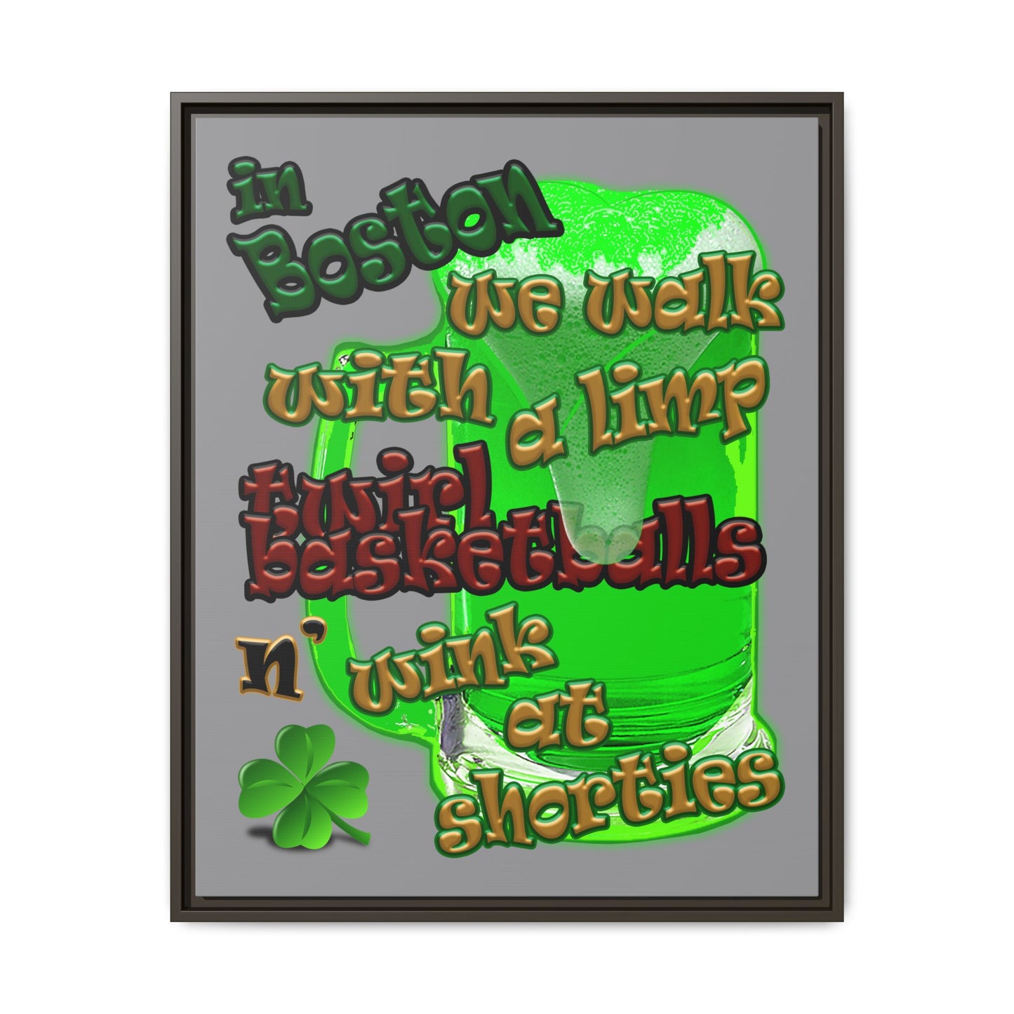 celtics logo - framed canvas art (grey)