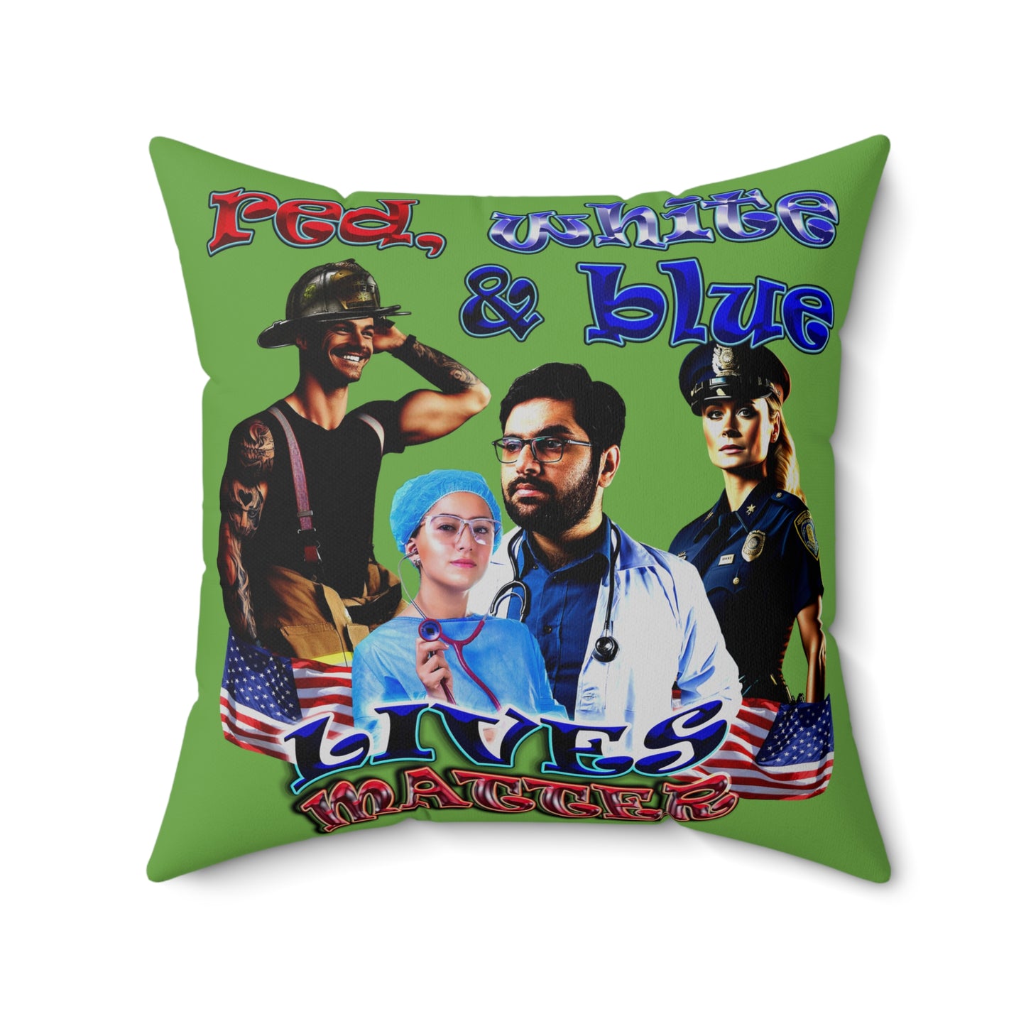 rw&b lives matter - Spun Polyester Square Pillow - (green)