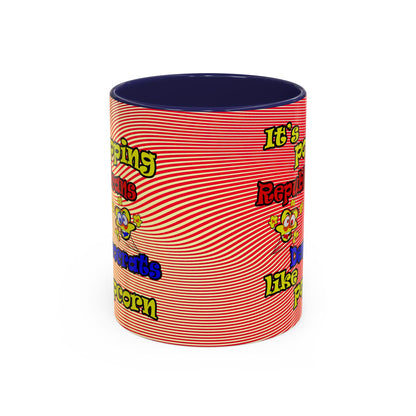 popping like popcorn - Accent Mug (yellow-orange wave)