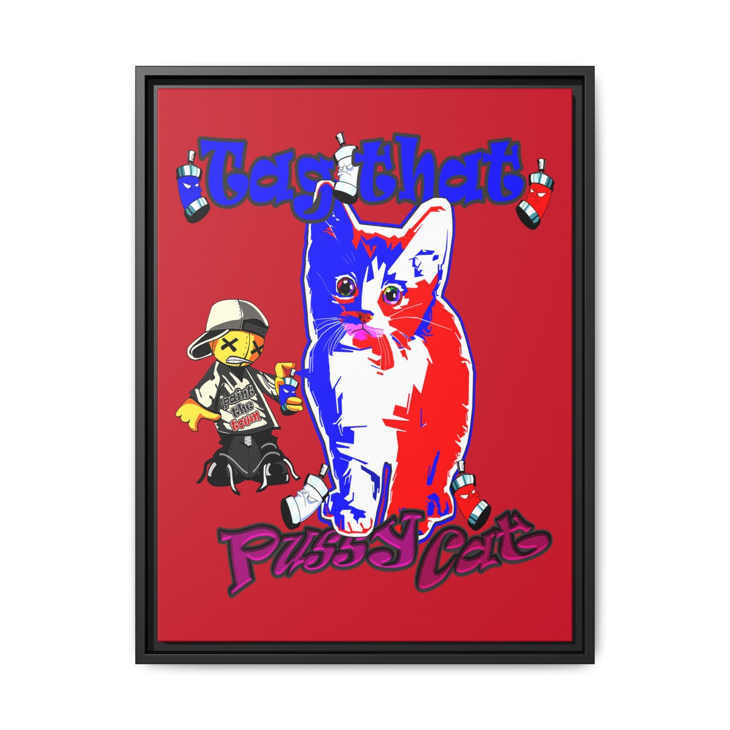 tag that - framed canvas art (dark red)