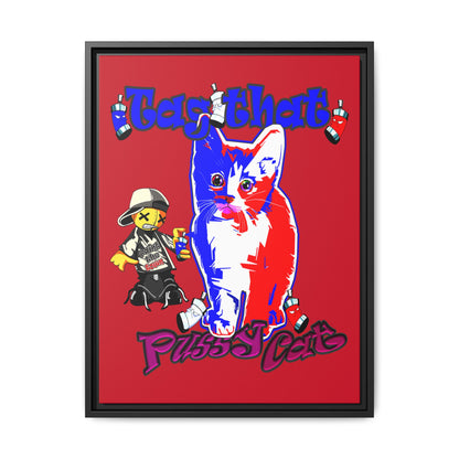 tag that - framed canvas art (dark red)