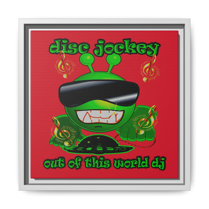 disc jockey - framed canvas art (dark red)