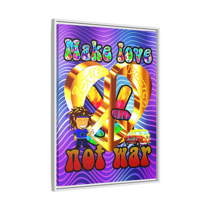 love peace - framed canvas art (purple wave)