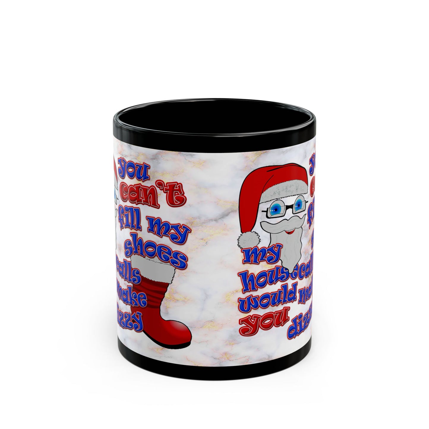 santa's shoes - Black Mug (white marble)