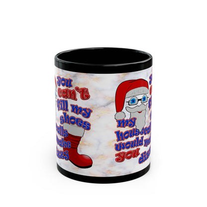 santa's shoes - Black Mug (white marble)