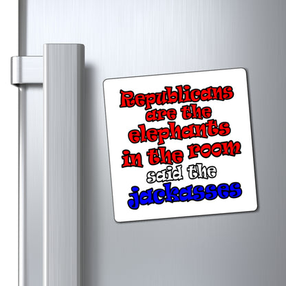 donkeys and elephants - Magnets - (white)