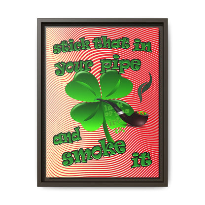 stick that in your pipe and smoke it - framed canvas art (yellow-orange wave)