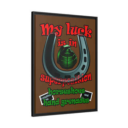 my luck - framed canvas art (brown)