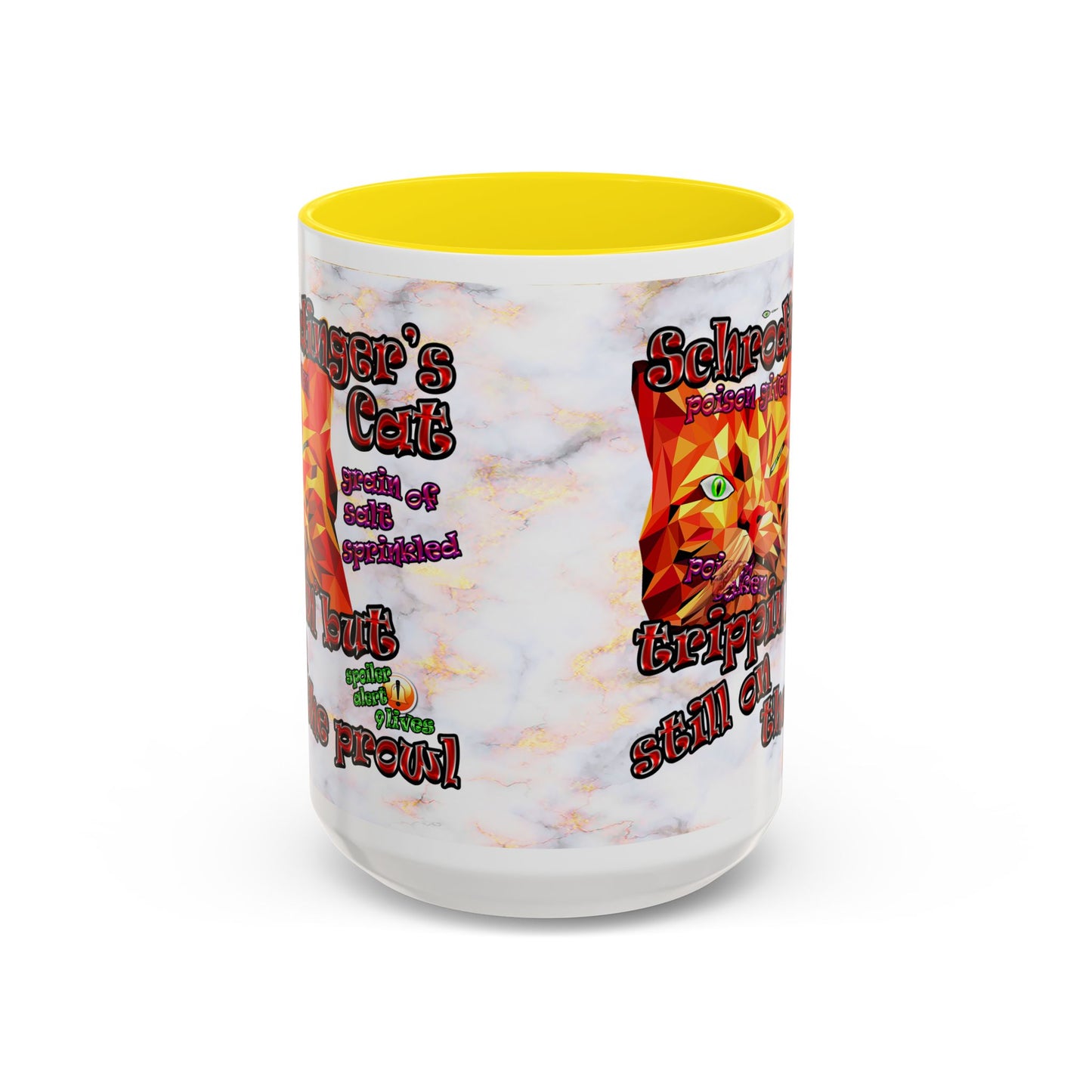 schrodinger's cat - Accent Mug (white marble)