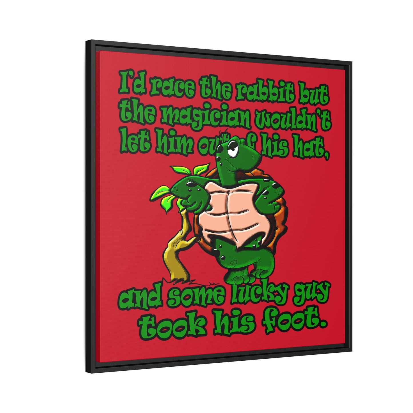 turtle race - framed canvas art (dark red)