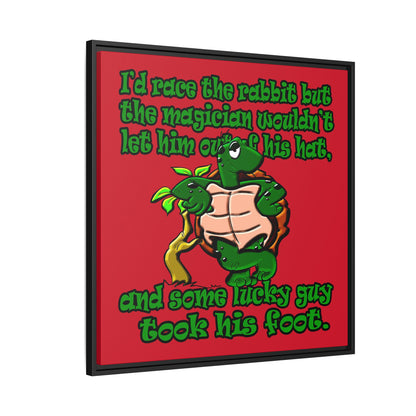 turtle race - framed canvas art (dark red)