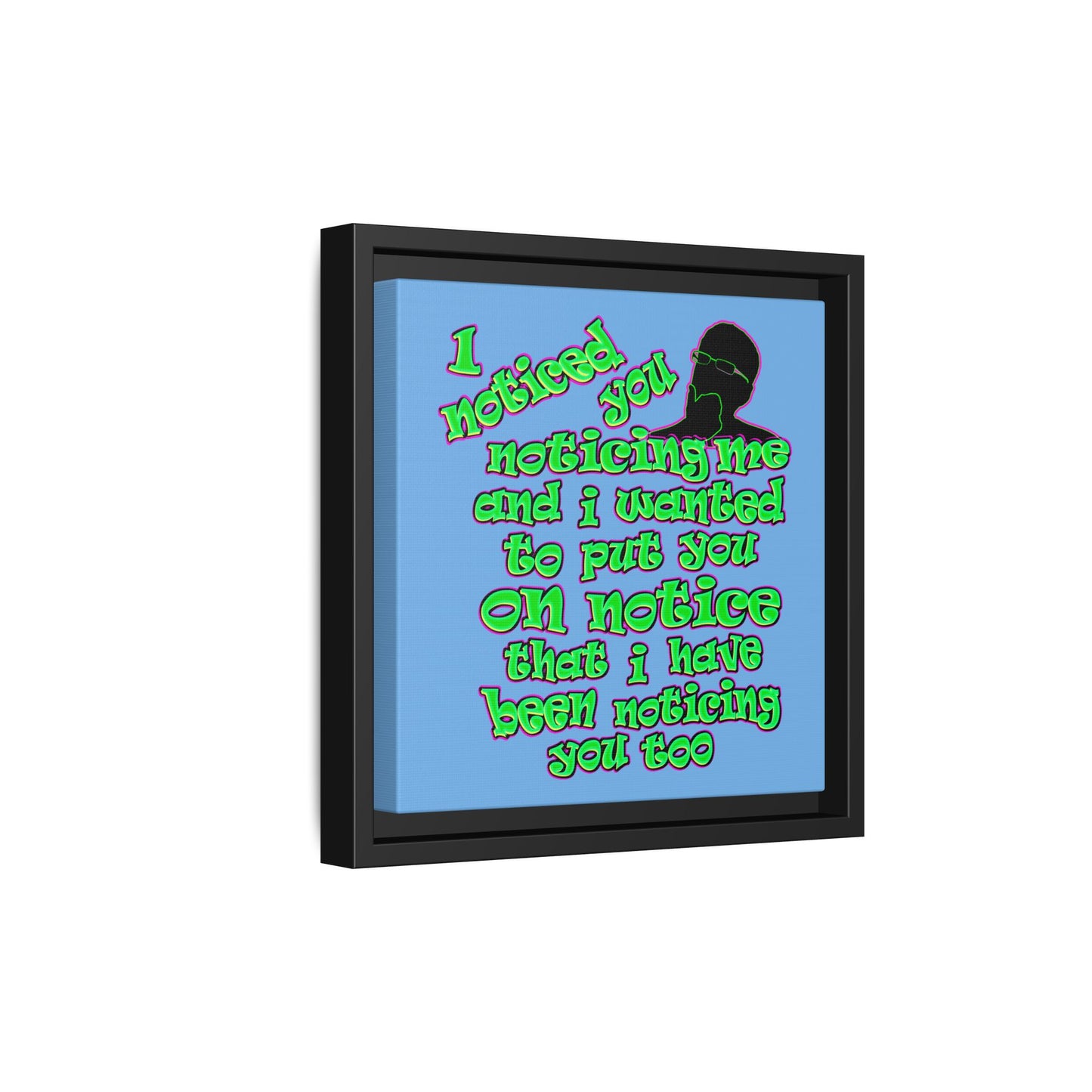 noticed you noticing - framed canvas art (light blue)
