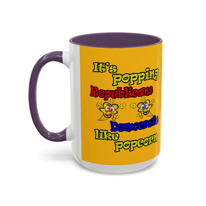 popping like popcorn - Accent Mug (yellow)