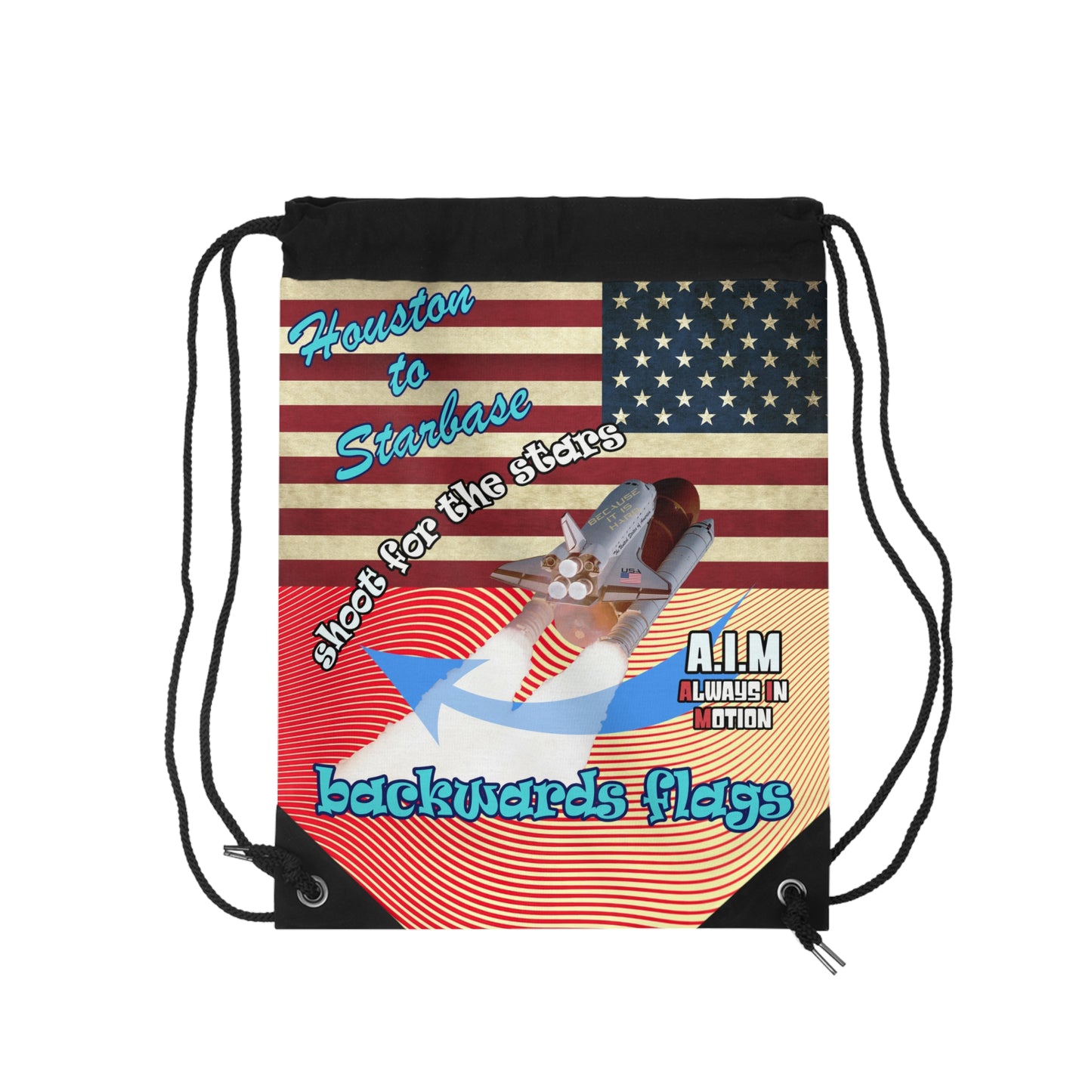 shoot for the stars - Drawstring Bag (yellow-orange wave)