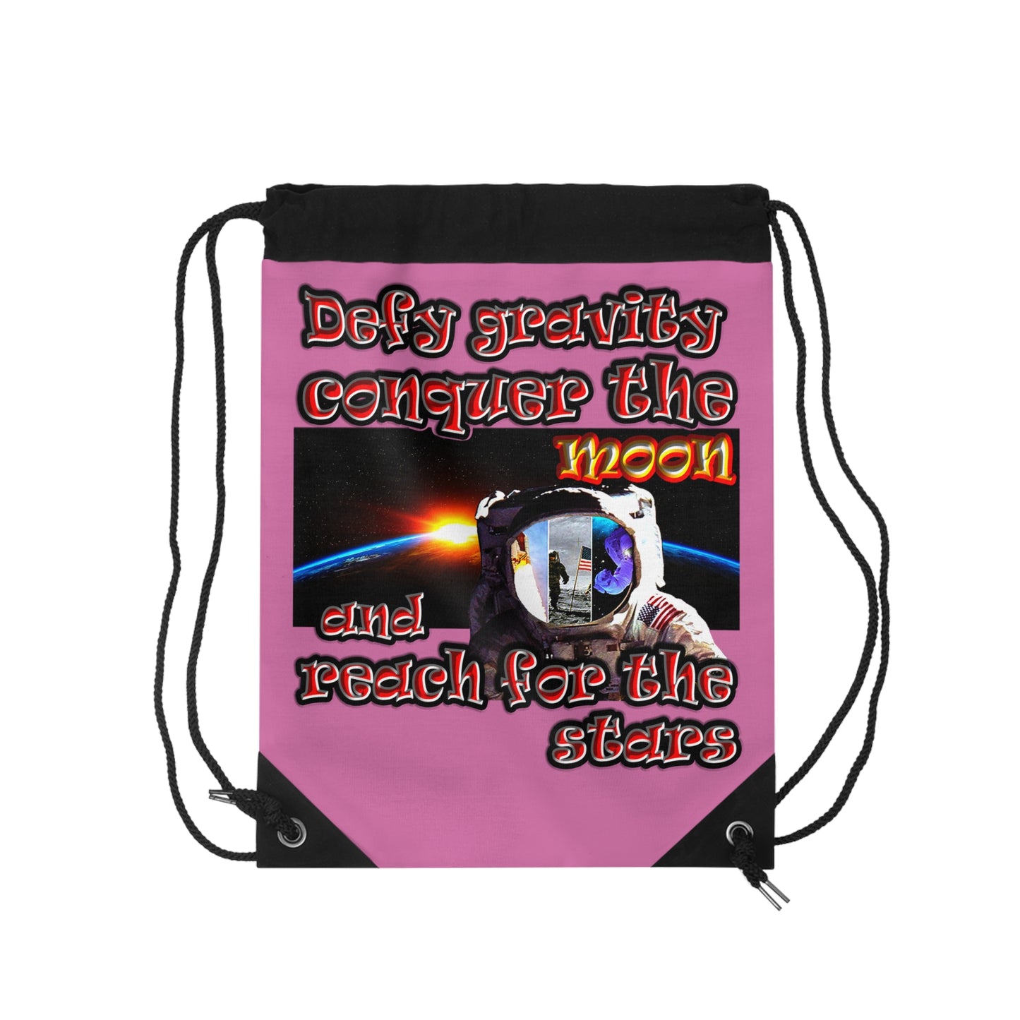defy conquer reach - Drawstring Bag (light pink)