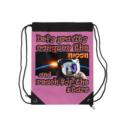 defy conquer reach - Drawstring Bag (light pink)