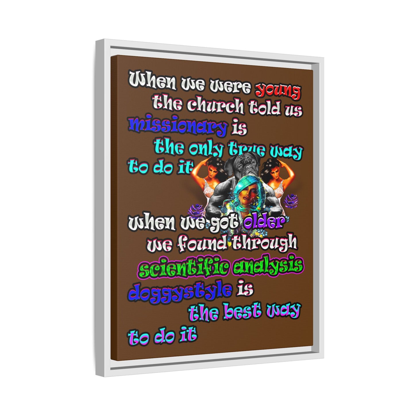 doggystyle - framed canvas art (brown)