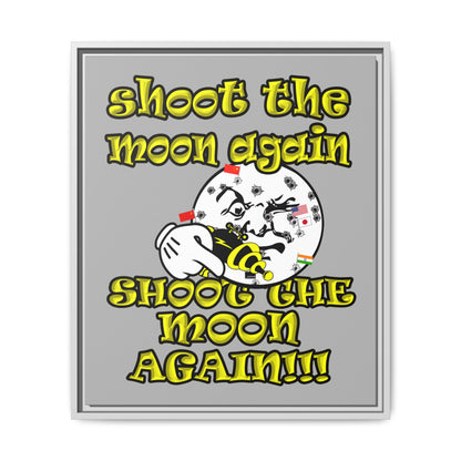 shoot the moon again - framed canvas art (light grey)