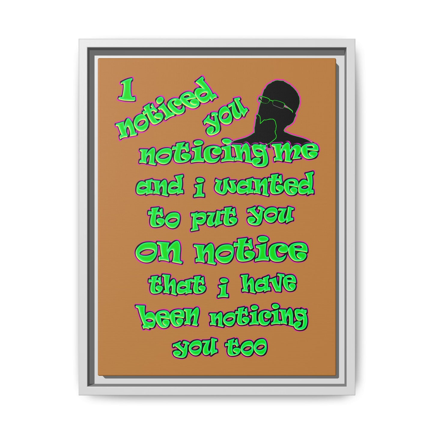 noticed you noticing - framed canvas art (light brown)