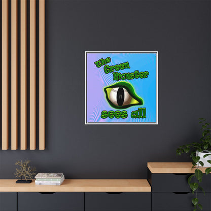 green monster - framed canvas art (light blue-purple wave)