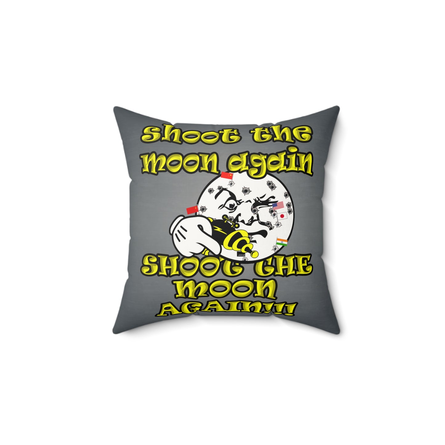 shoot the moon again - Faux Suede Square Pillow - (grey-light grey)
