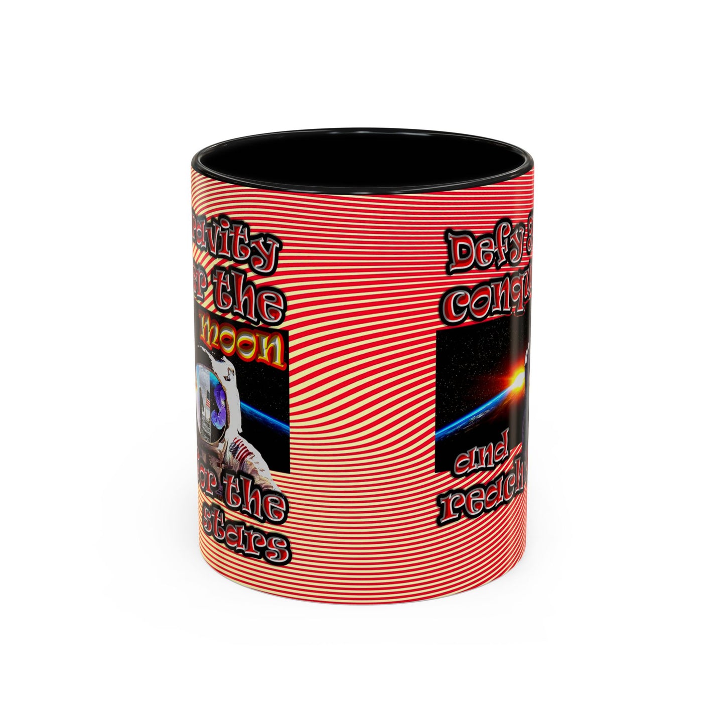 defy conquer reach - Accent Mug (yellow-orange wave)