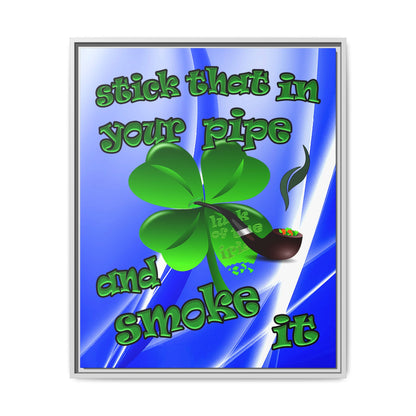 stick that in your pipe and smoke it - framed canvas art (blue-white wave)