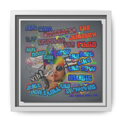 drop the beat - framed canvas art (grey-light grey)