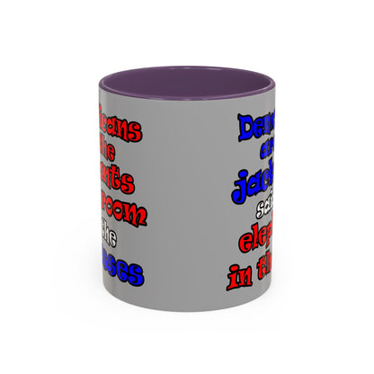 donkeys and elephants - Accent Mug (light grey)