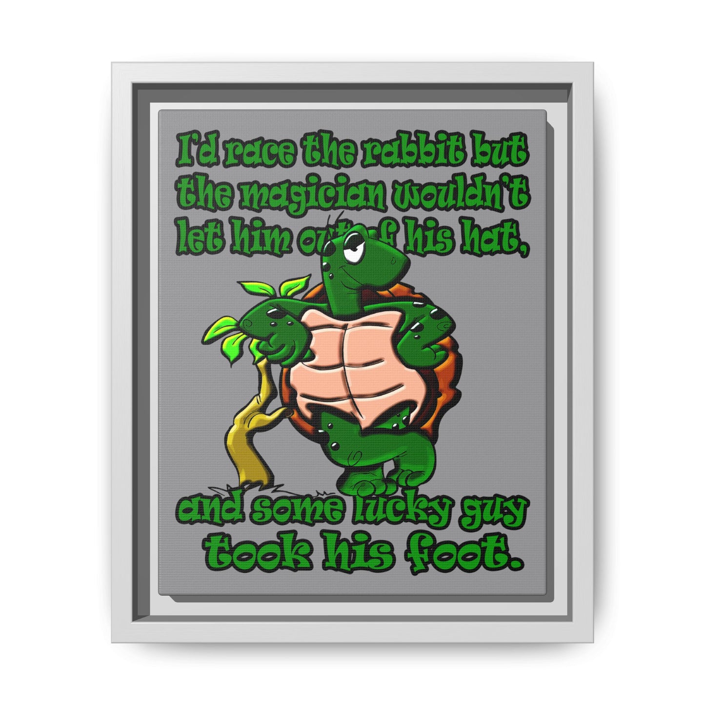 turtle race - framed canvas art (grey)