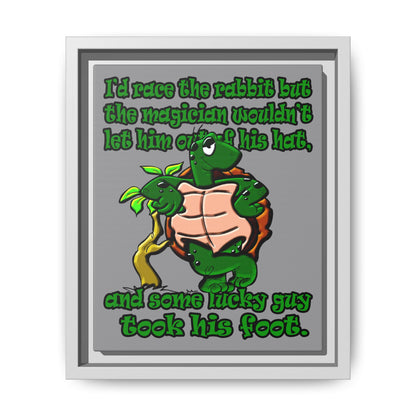 turtle race - framed canvas art (grey)