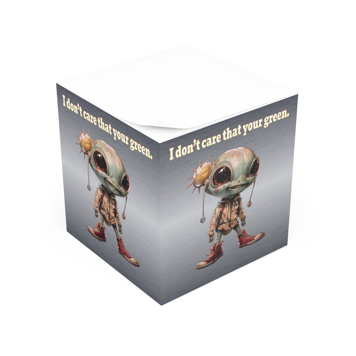 I don't care that your green - note cube (brushed nickel)