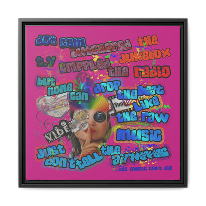 drop the beat - framed canvas art (pink)
