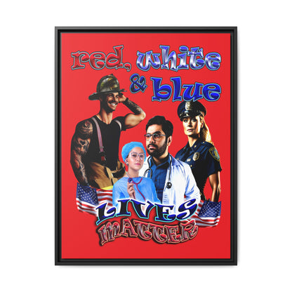 rw&b lives matter - framed canvas art (red)