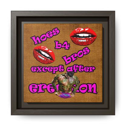 hoes b4 bros - framed canvas art (brown papyrus)