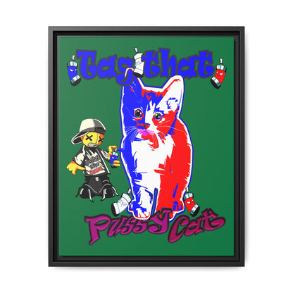tag that - framed canvas art (dark green)