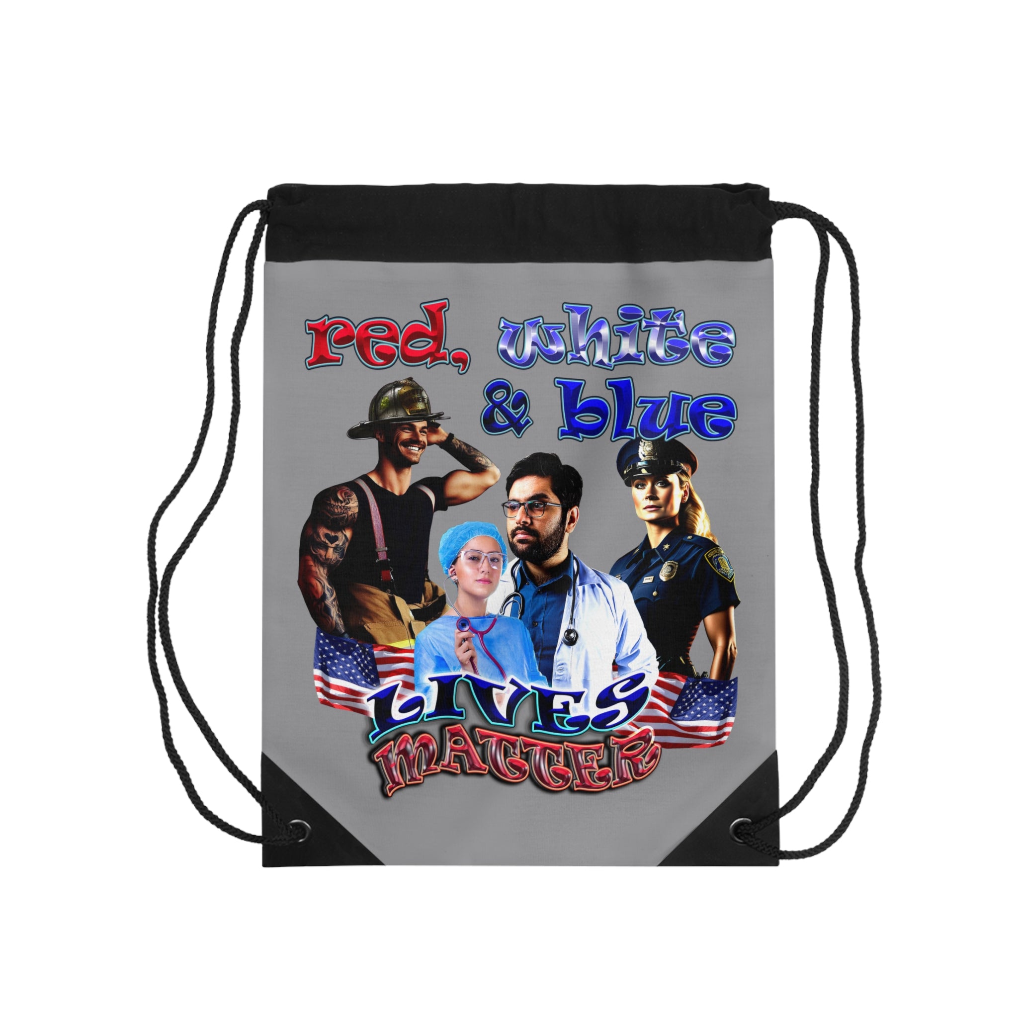 rw&b lives matter - Drawstring Bag (grey)